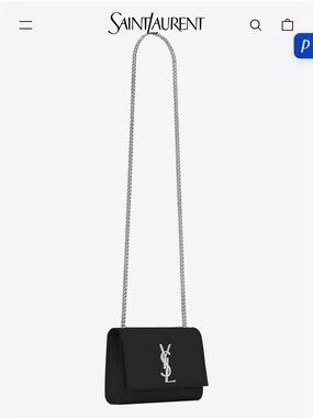 Saint Laurent Black Leather Crossbody or shoulder bag with Silver YSL Monogram